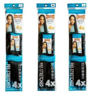 IMPRESSION SUPER BRAID PRE STRETCHED HAIR FOR BRAIDING 86″