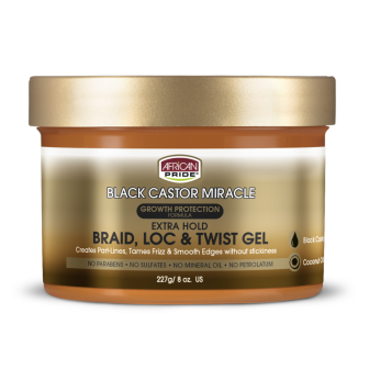 African Pride Black Castor Miracle Braid, Loc & Twist Gel 8oz