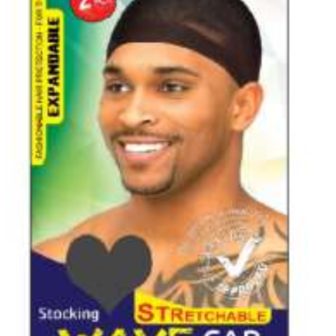 Murry Expandable Stocking Wave Cap 2pcs Black M1515BLK