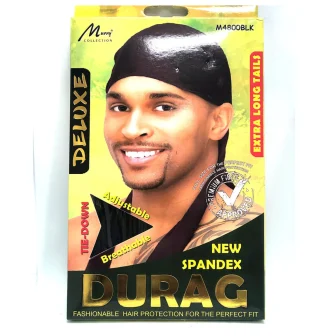 Murry Deluxe Spandex Tie Down Durag Black M4800BLK